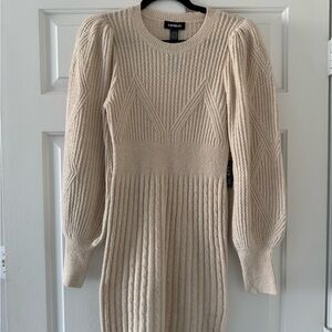 Express Cream Knit Dress